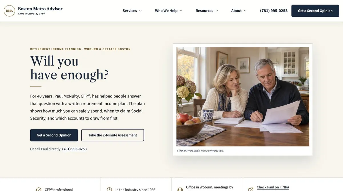 Boston Metro Advisor website design