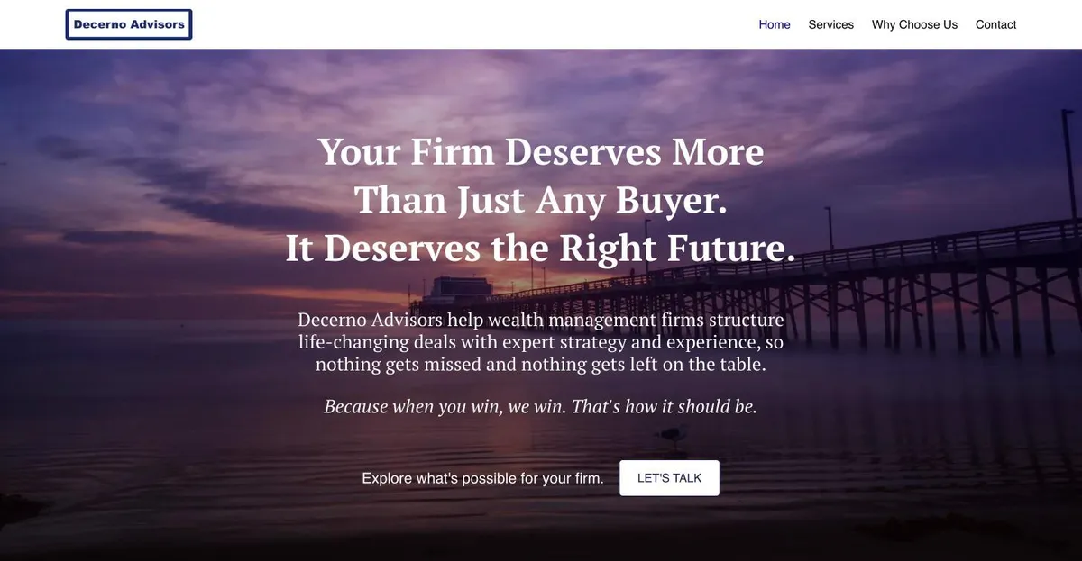 Decerno Advisors website design